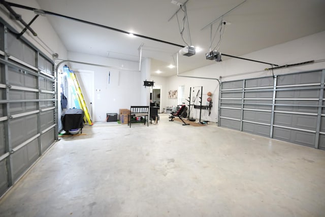 garage with a garage door opener