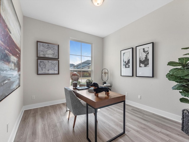 office featuring light hardwood / wood-style flooring