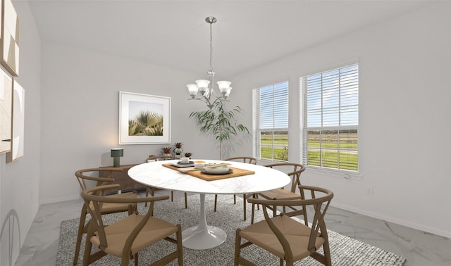 dining room with plenty of natural light and an inviting chandelier