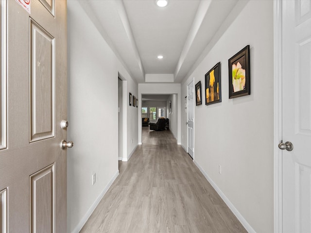 corridor featuring light wood-type flooring