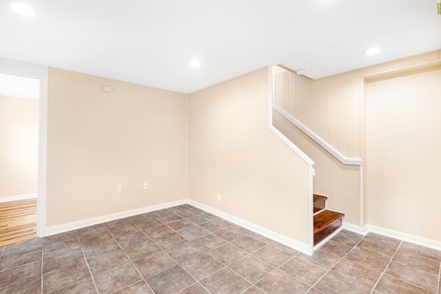 basement featuring tile patterned floors