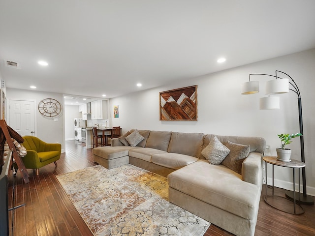 living room with hardwood / wood-style flooring