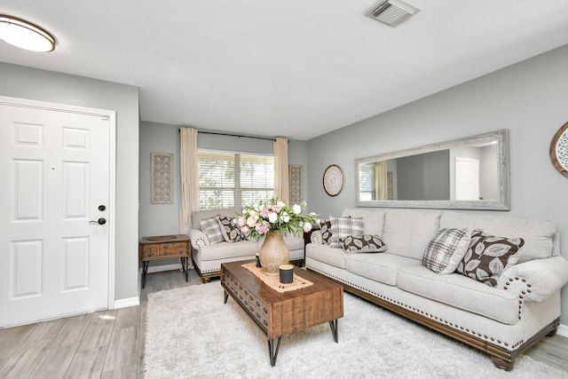 living room with hardwood / wood-style floors