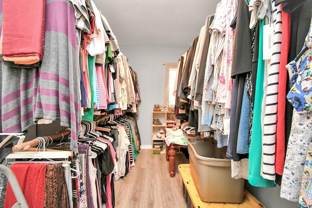 spacious closet with light wood-type flooring