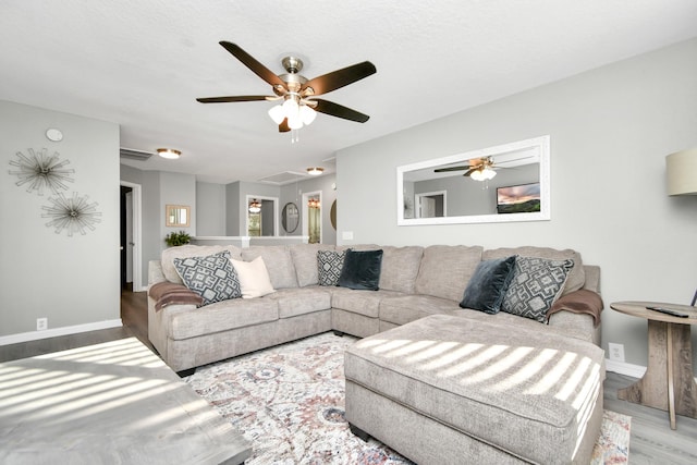 living room with wood-type flooring