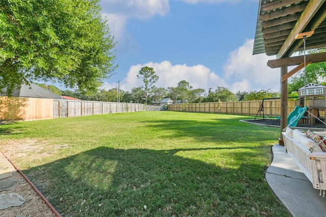 view of yard with a playground