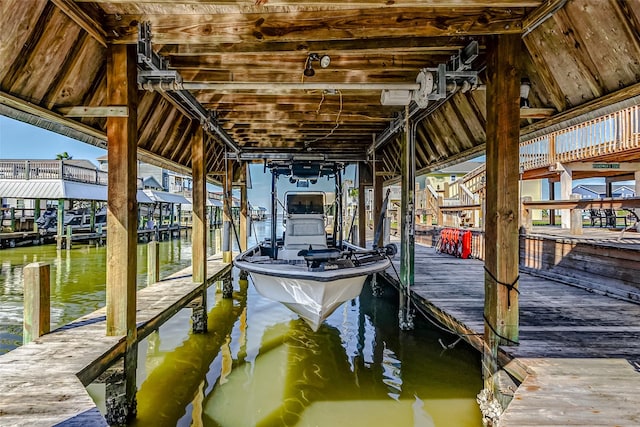 view of dock featuring a water view