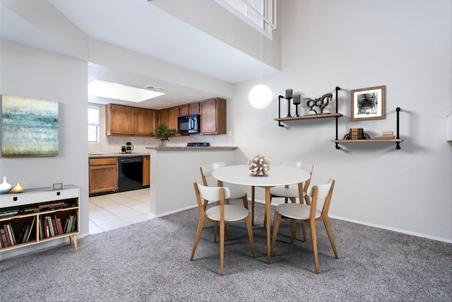 view of carpeted dining room