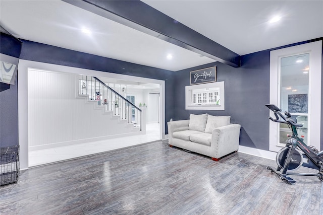 exercise area featuring hardwood / wood-style flooring