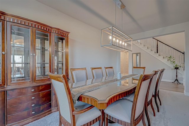 view of carpeted dining room