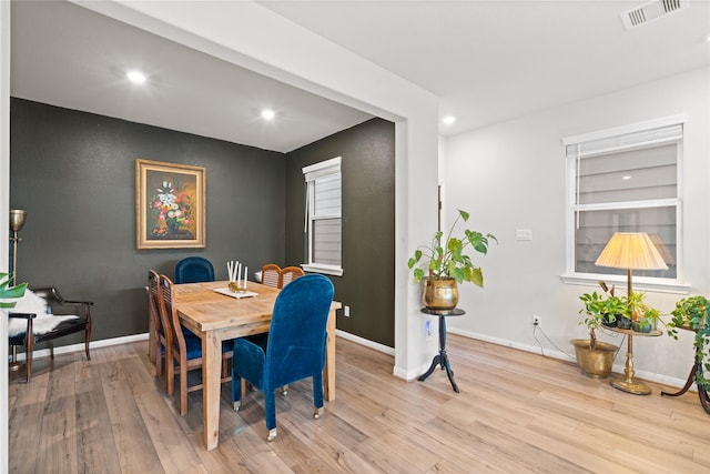 dining area featuring light hardwood / wood-style flooring