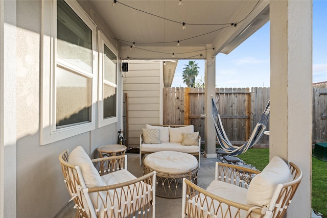 view of patio featuring an outdoor living space