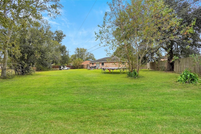 view of yard with a trampoline