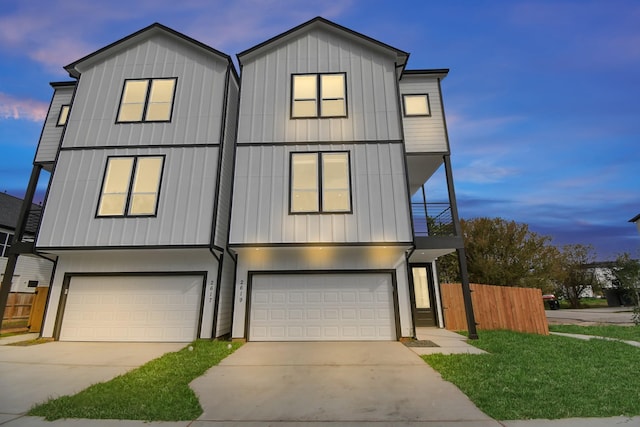 modern farmhouse with a garage