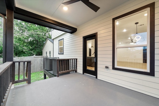 view of patio / terrace with ceiling fan