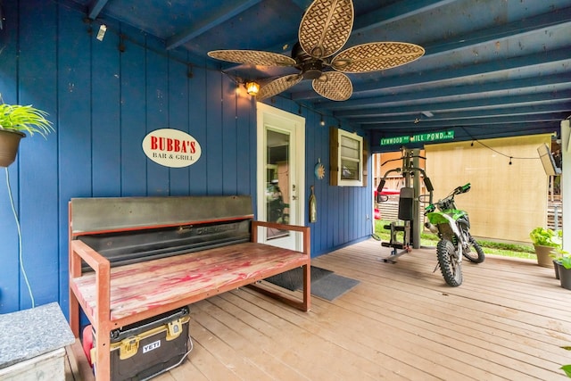 deck featuring ceiling fan