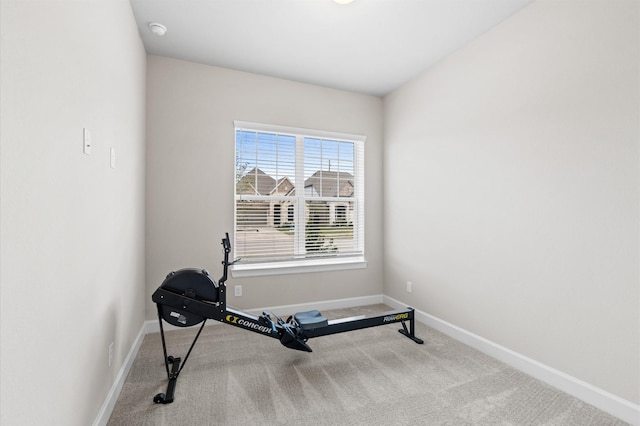 workout area featuring carpet