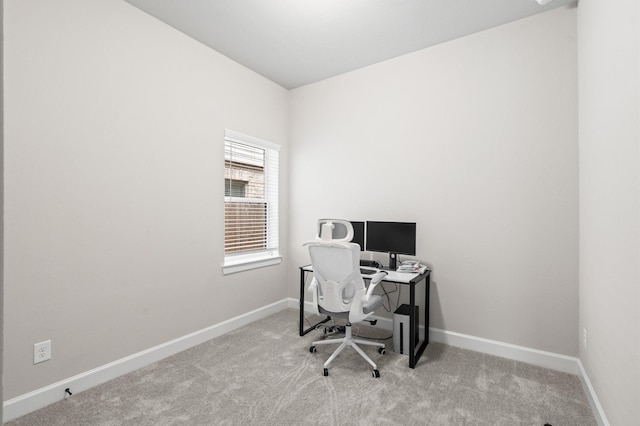 view of carpeted home office