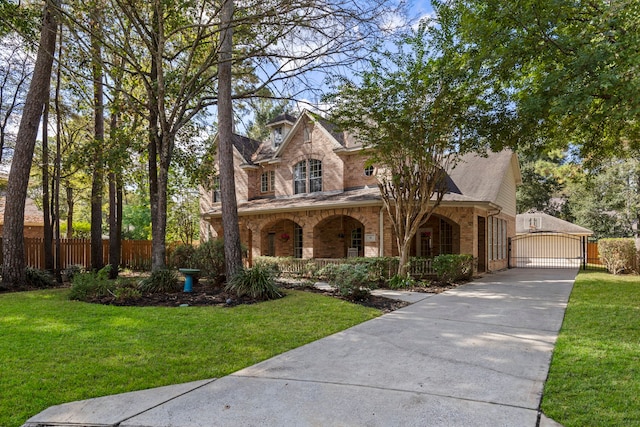 view of front of house featuring a porch and a front lawn