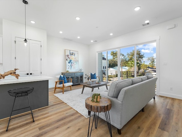 living room featuring light hardwood / wood-style floors