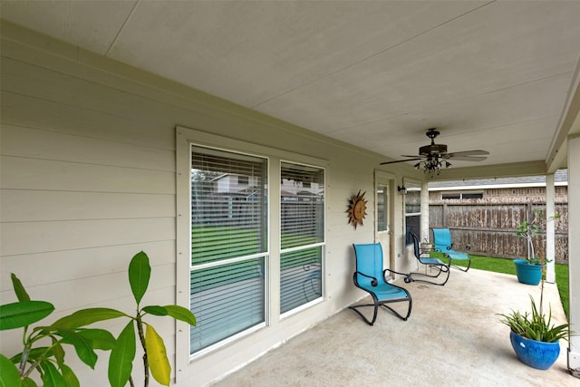 view of patio / terrace with ceiling fan