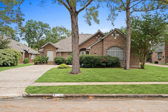 view of front of home with a front lawn