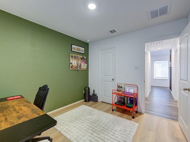 office area featuring light wood-type flooring