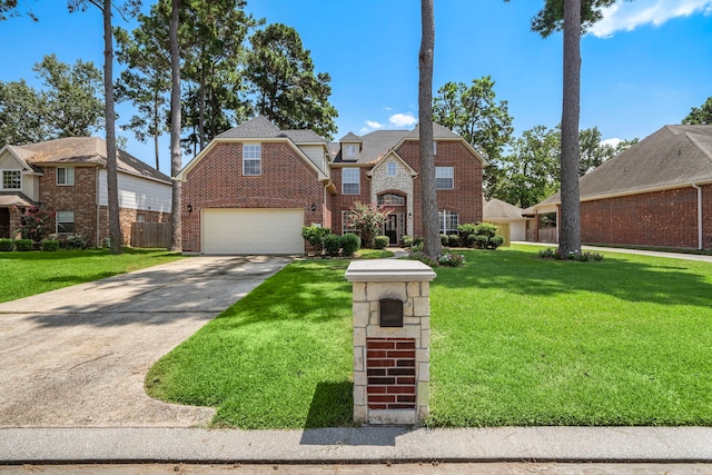 view of front facade featuring a garage and a front yard