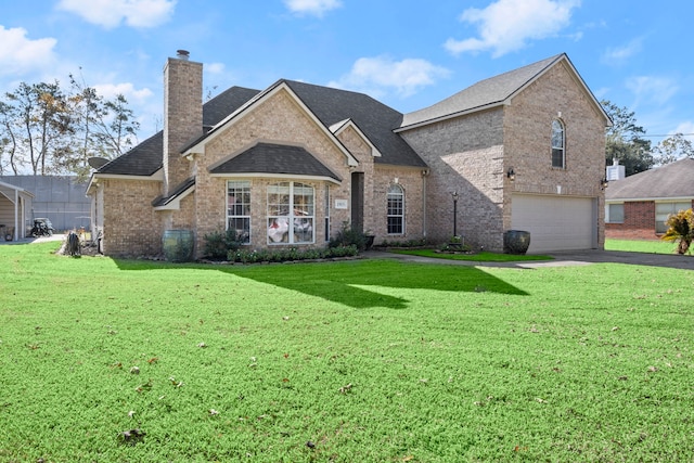 view of front facade featuring a garage and a front yard