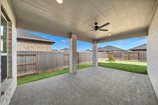 view of patio / terrace featuring ceiling fan