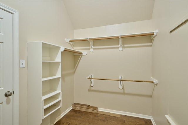 walk in closet featuring dark hardwood / wood-style floors