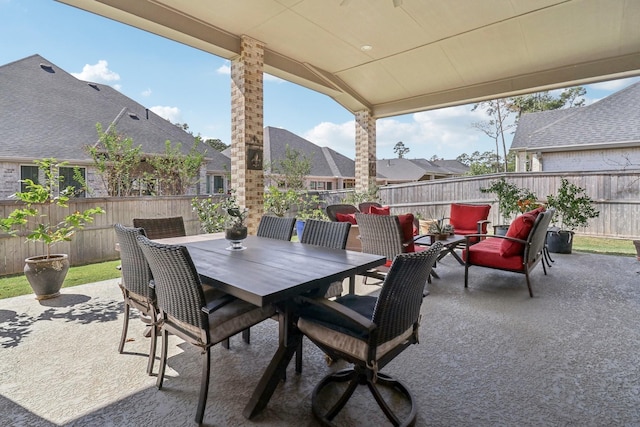 view of patio with outdoor lounge area