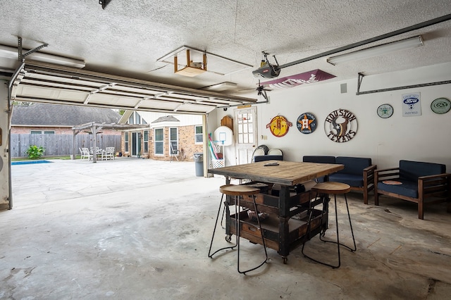 garage with a garage door opener