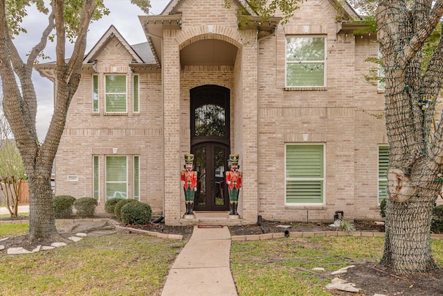 view of front facade featuring french doors