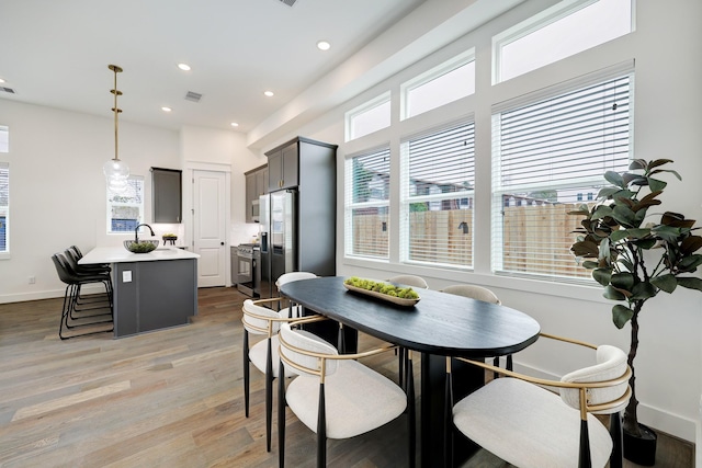 dining space featuring a healthy amount of sunlight and light wood-type flooring