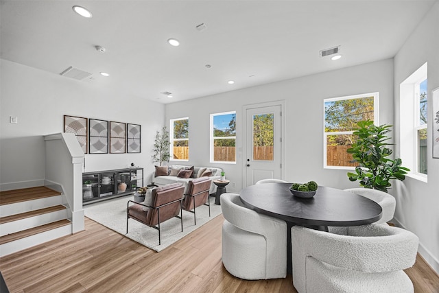 dining room featuring light hardwood / wood-style floors