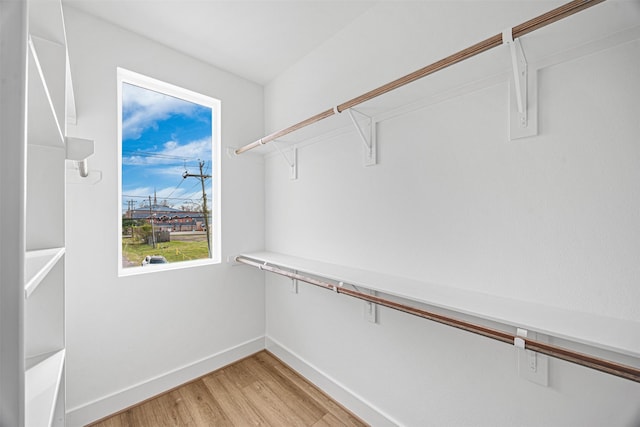 spacious closet with hardwood / wood-style flooring