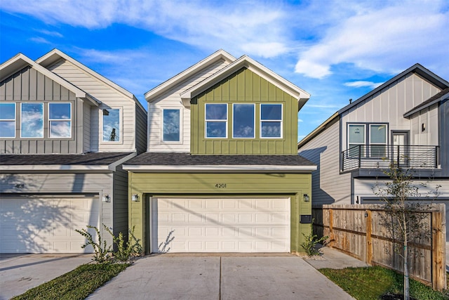 view of front of property with a garage