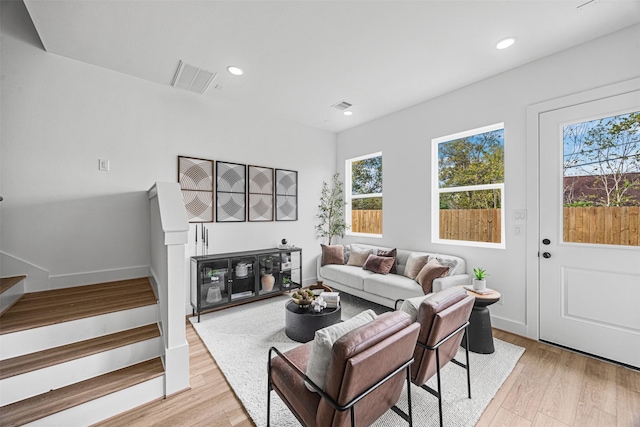 living room featuring light hardwood / wood-style floors