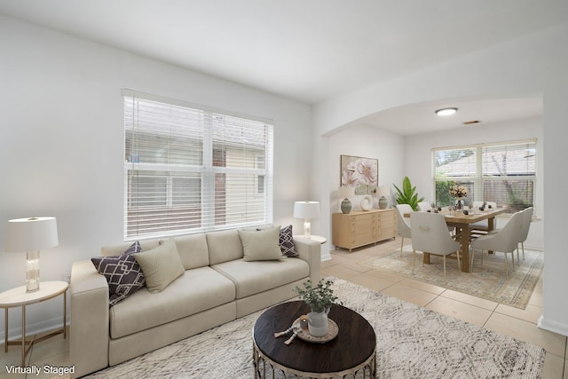 view of tiled living room