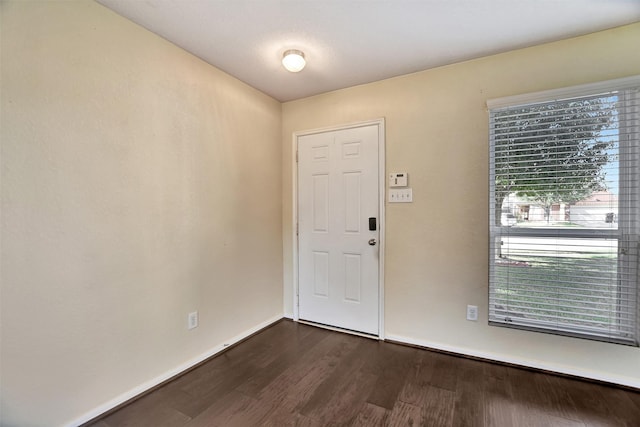 foyer entrance featuring dark hardwood / wood-style floors