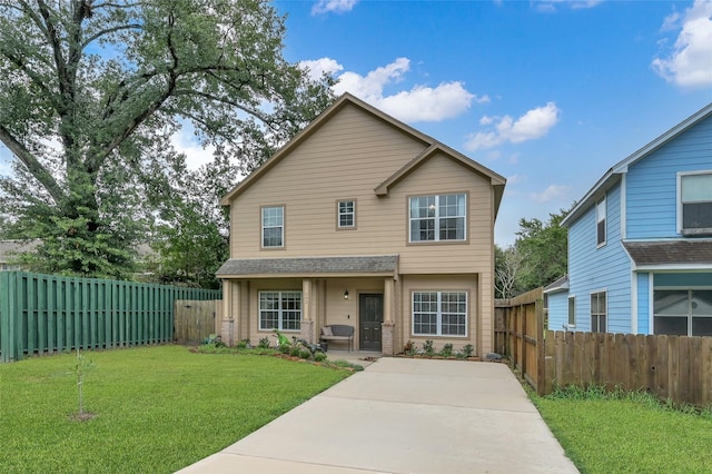 view of front of home with a front yard