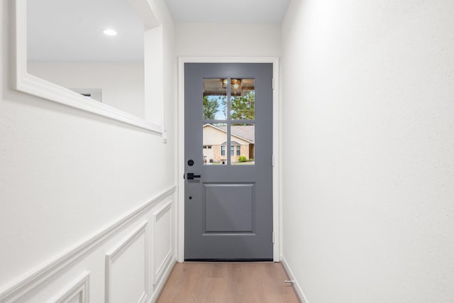 entryway with light wood-type flooring