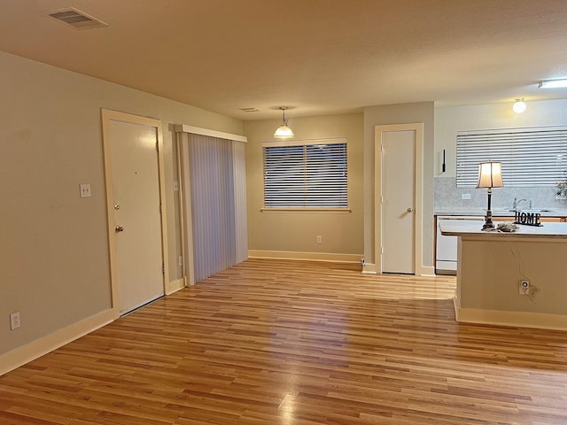 interior space with light hardwood / wood-style flooring