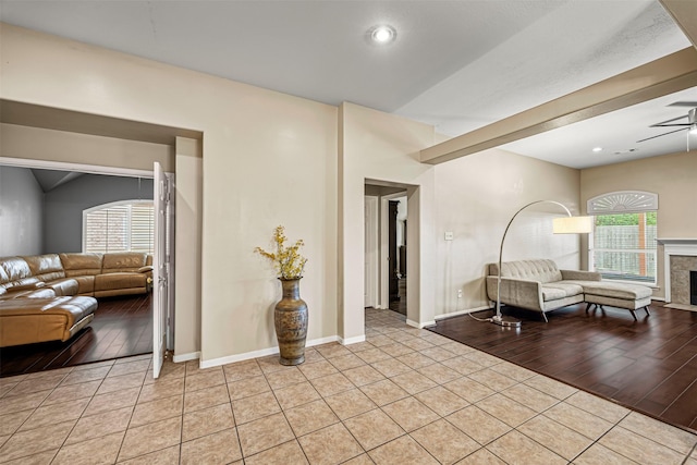 interior space featuring light hardwood / wood-style flooring, plenty of natural light, and ceiling fan