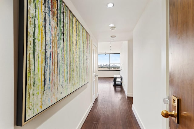 hallway featuring dark hardwood / wood-style floors