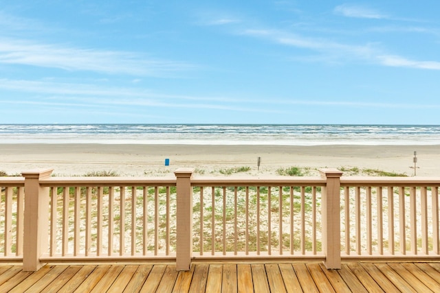 view of water feature with a beach view