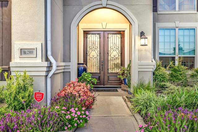 property entrance with french doors