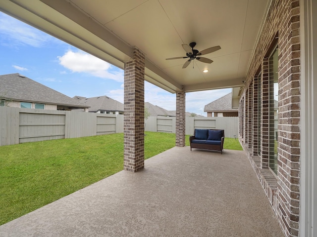 view of patio with ceiling fan