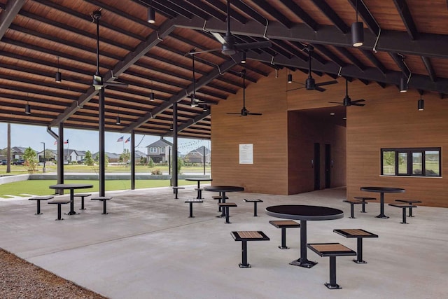 view of home's community featuring ceiling fan